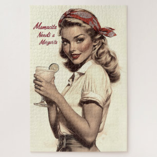 Vintage Pin-Up Style: Mamacita Needs a Margarita Jigsaw Puzzle