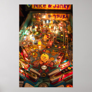 Vintage Pinball Machine Art Poster