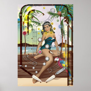 Vintage Pinball Machine game Poster