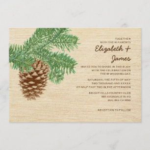 Vintage Pine Cone Wedding Invitations