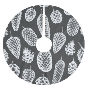Vintage pine cones, botanical chalkboard. brushed polyester tree skirt