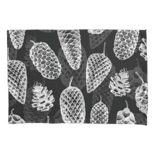 Vintage pine cones, botanical chalkboard. pillowcase