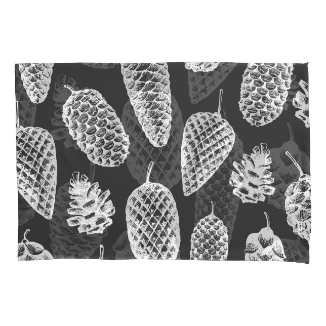 Vintage pine cones, botanical chalkboard. pillowcase (Front)