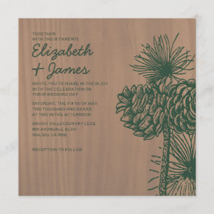 Vintage Pine Cones Wedding Invitations