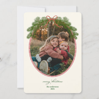 Vintage Pine Wreath Frame Photo Card
