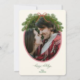 Vintage Pine Wreath Frame Photo Card