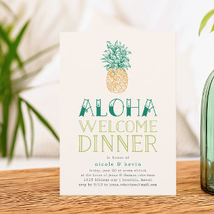 Vintage Pineapple Aloha Welcome Dinner Invitation