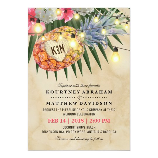 Vintage Pineapple Beach Tropical Wedding Invitation Zazzle Com Au