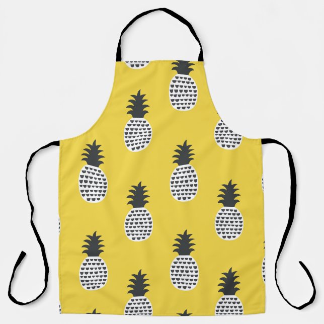 Vintage Pineapple Fun Seamless Illustration Apron (Front)