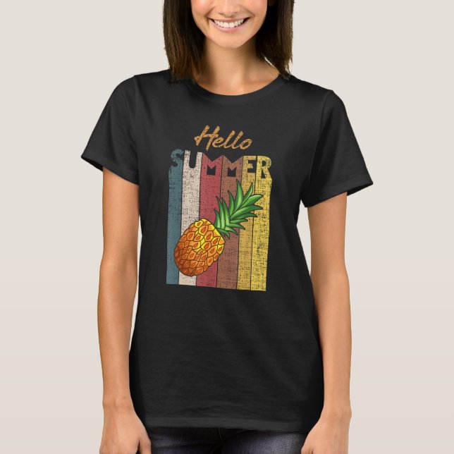 Vintage Pineapple - Hello Summer Vacation Pineappl T-Shirt (Front)