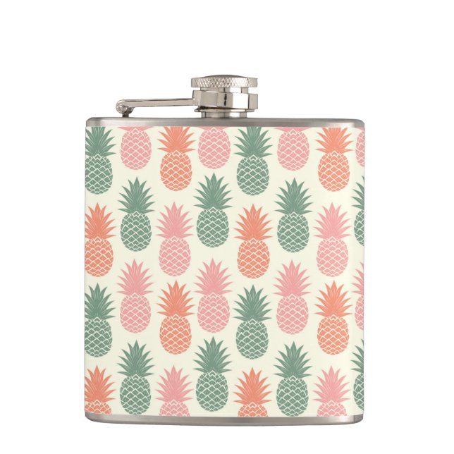 Vintage Pineapple Pattern 2 Hip Flask (Front)