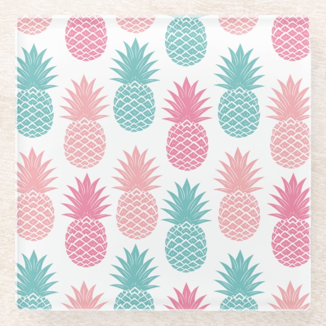 Vintage Pineapple Pattern Glass Coaster (Front)