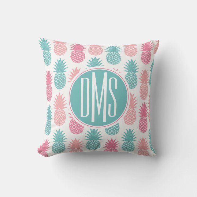 Vintage Pineapple Pattern | Monogram Cushion (Front)