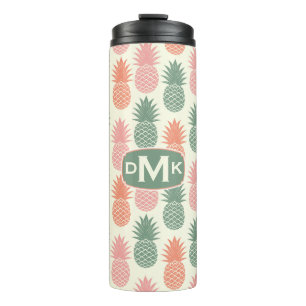 Vintage Pineapple Pattern   Monogram Thermal Tumbler