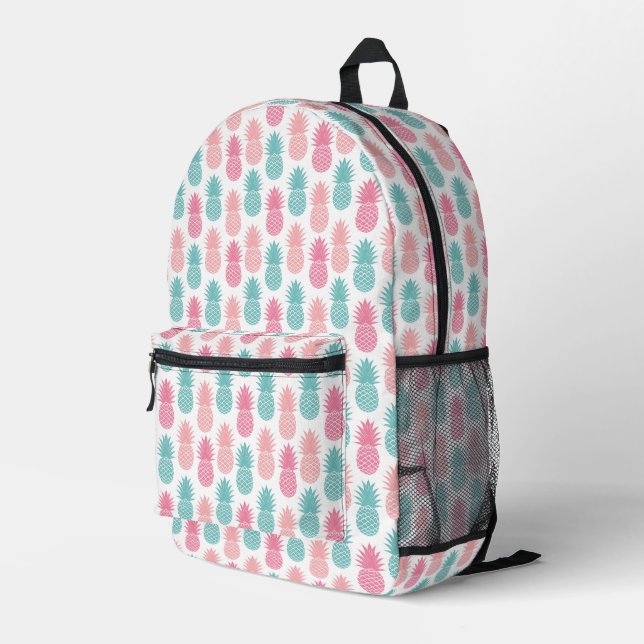 Vintage Pineapple Pattern Printed Backpack (Back Corner Right)