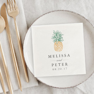 Vintage Pineapple Personalised Wedding Napkin