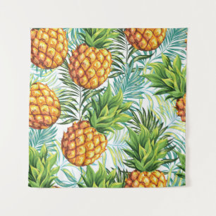 Vintage Pineapple: Seamless Floral Pattern. Tapestry