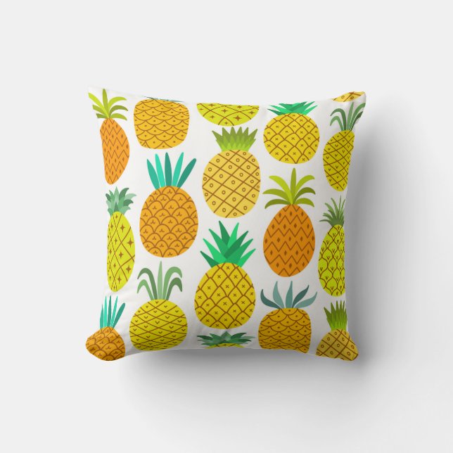 vintage pineapple seamless pattern isolated on whi cushion (Front)