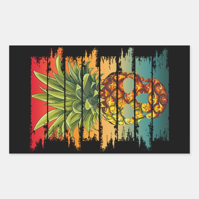 Vintage Pineapple Skull  Rectangular Sticker (Front)