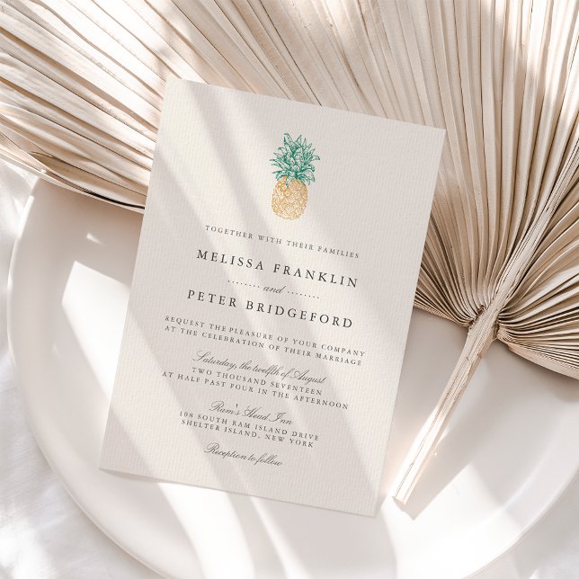 Vintage Pineapple Wedding Invitation (Creator Uploaded)