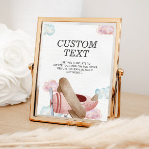 Vintage Pink Aeroplane Birthday Party Custom Sign