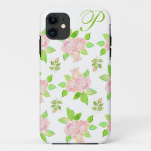 Vintage Pink Albertine Roses Pattern on White iPhone 11 Case