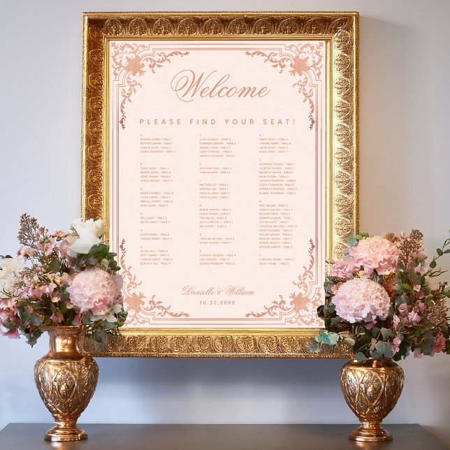 Vintage Pink Alphabetical Wedding Seating Chart (Creator Uploaded)