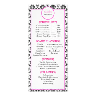 Vintage Pink and Black Damask Bakery Rack Card