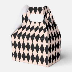 Vintage Pink and Black Harlequin Pattern Favour Box