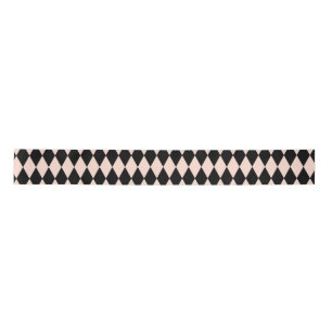 Vintage Pink and Black Harlequin Pattern Satin Ribbon