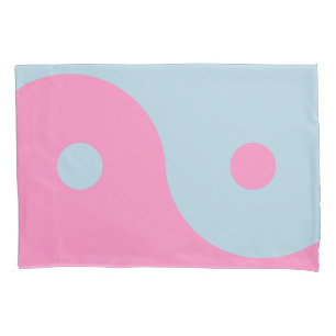 Vintage Pink And Blue Yin Yang Pillowcase