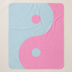 Vintage Pink And Blue Yin Yang Sherpa Blanket
