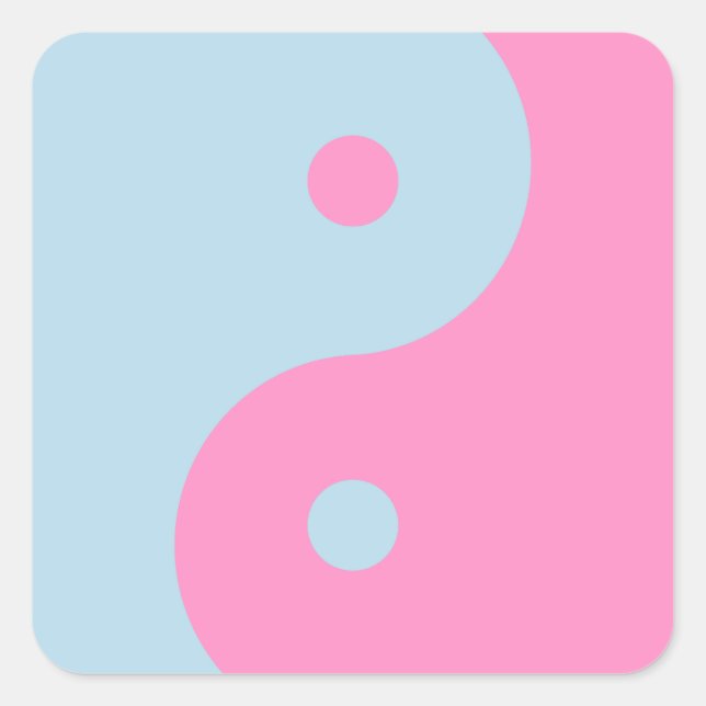 Vintage Pink And Blue Yin Yang Square Sticker (Front)