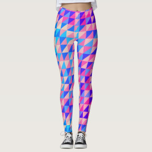 Vintage Pink and purple Blue abstract Colour block Leggings