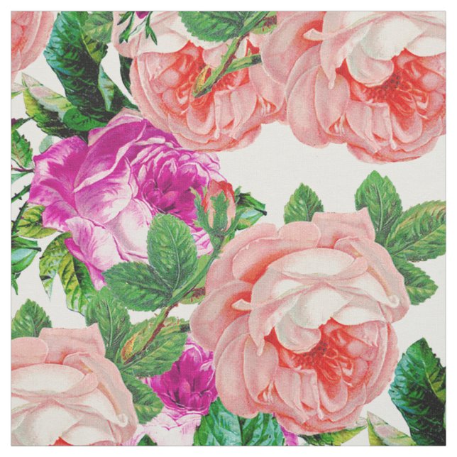 Vintage Pink And Purple Floral Fabric (Swatch)