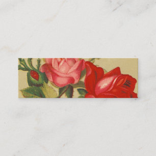 Vintage Pink and Red Roses Mini Business Card