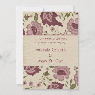 Vintage Pink and Tan Wedding Invitation