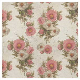 Vintage Pink and White Daisies Fabric