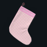 Vintage Pink and White Gingham Plaid Personalised Small Christmas Stocking<br><div class="desc">Vintage Pastel Pink and White Gingham Plaid Personalised Christmas Stocking</div>
