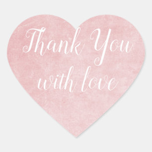 Vintage Pink And White Thank You Grunge Wedding Heart Sticker