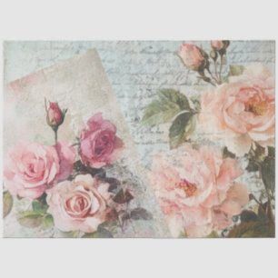 Vintage Pink Antique Blush Rose Decoupage Tissue Paper