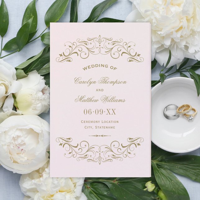 Vintage Pink Antique Flourish Wedding Programs (Creator Uploaded)