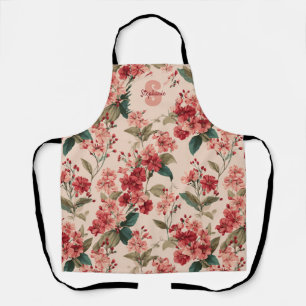 Vintage Pink Azalea Floral Pattern – Classic Apron