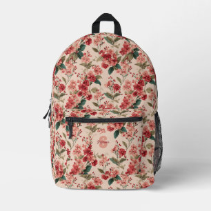 Vintage Pink Azalea Floral Pattern – Classic Printed Backpack
