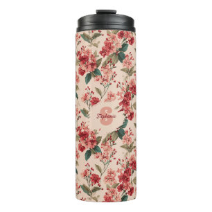 Vintage Pink Azalea Floral Pattern – Classic Thermal Tumbler