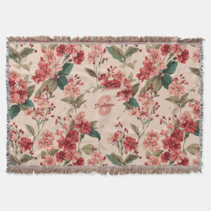Vintage Pink Azalea Floral Pattern – Classic Throw Blanket