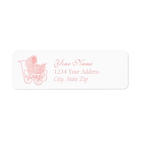 Vintage Pink Baby Carriage Return Address Label