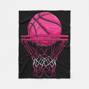 Vintage Pink Basketball Desgin For Women Girl Fleece Blanket