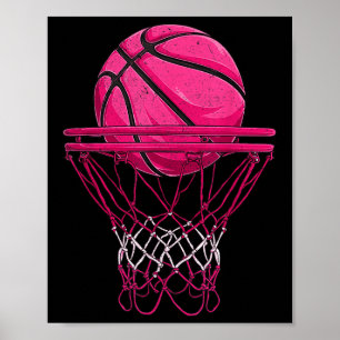 Vintage Pink Basketball Desgin For Women Girl Poster