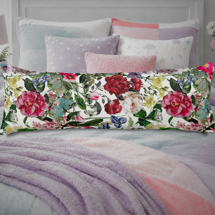 Vintage Pink Beige Floral Cottage Pattern Body Cushion